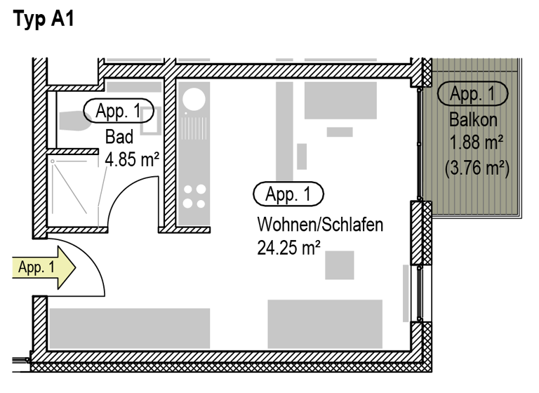 Wohnung zur Miete 480 € 1 Zimmer 31 m² Geschoss 1/3 frei ab 01.06.2026 Kürenz Trier 54296