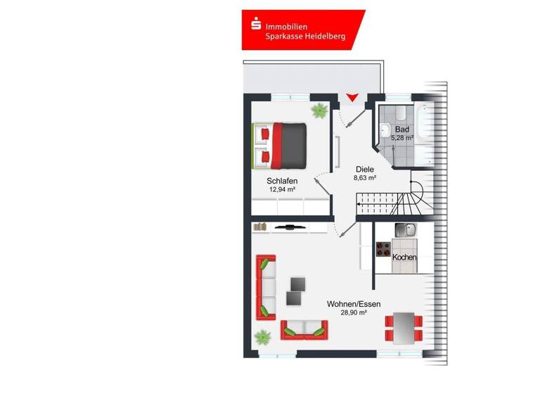Maisonette zur Miete 1.200 € 3,5 Zimmer 101 m² 2. Geschoss frei ab 01.04.2026 Walldorf 69190