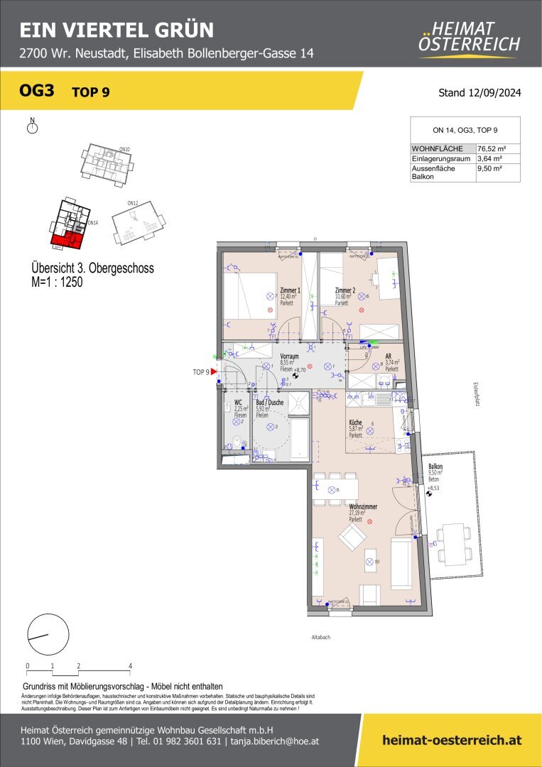 Wohnung zum Kauf 375.100 € 3 Zimmer 76,5 m²<br/>Wohnfläche 3.<br/>Geschoss 01.09.2025<br/>Verfügbarkeit Elisabeth Bollenberger - Gasse Wiener Neustadt 2700