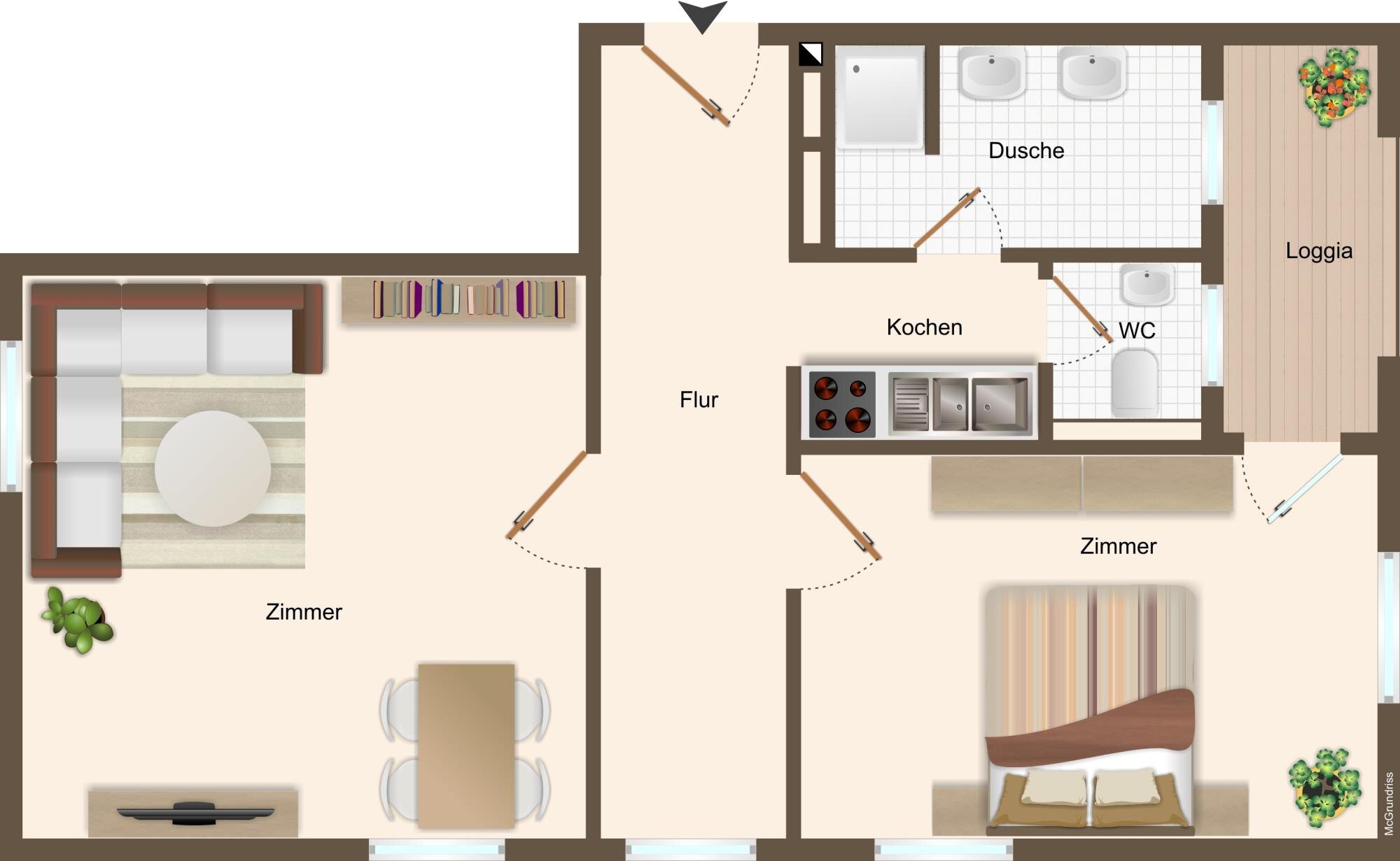 Wohnung zur Miete 840 € 2 Zimmer 61 m²<br/>Wohnfläche 4.<br/>Geschoss 01.01.2025<br/>Verfügbarkeit Sanderau Würzburg 97072