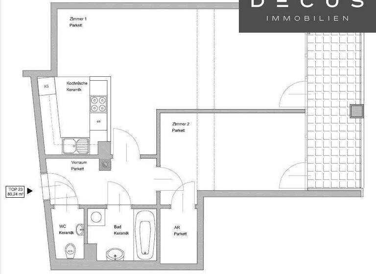 Wohnung zur Miete 1.003 € 2 Zimmer 2. Geschoss Wien 1100