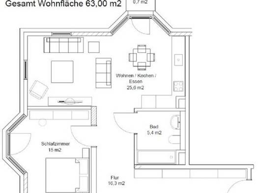 Wohnung zur Miete 800 € 2 Zimmer 63 m² Schulstraße 4 Darmstadt 64283