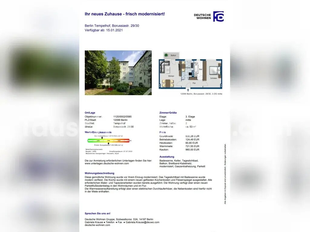 Wohnung zur Miete 530 € 2 Zimmer 53 m²<br/>Wohnfläche EG<br/>Geschoss Mariendorf Berlin 12099