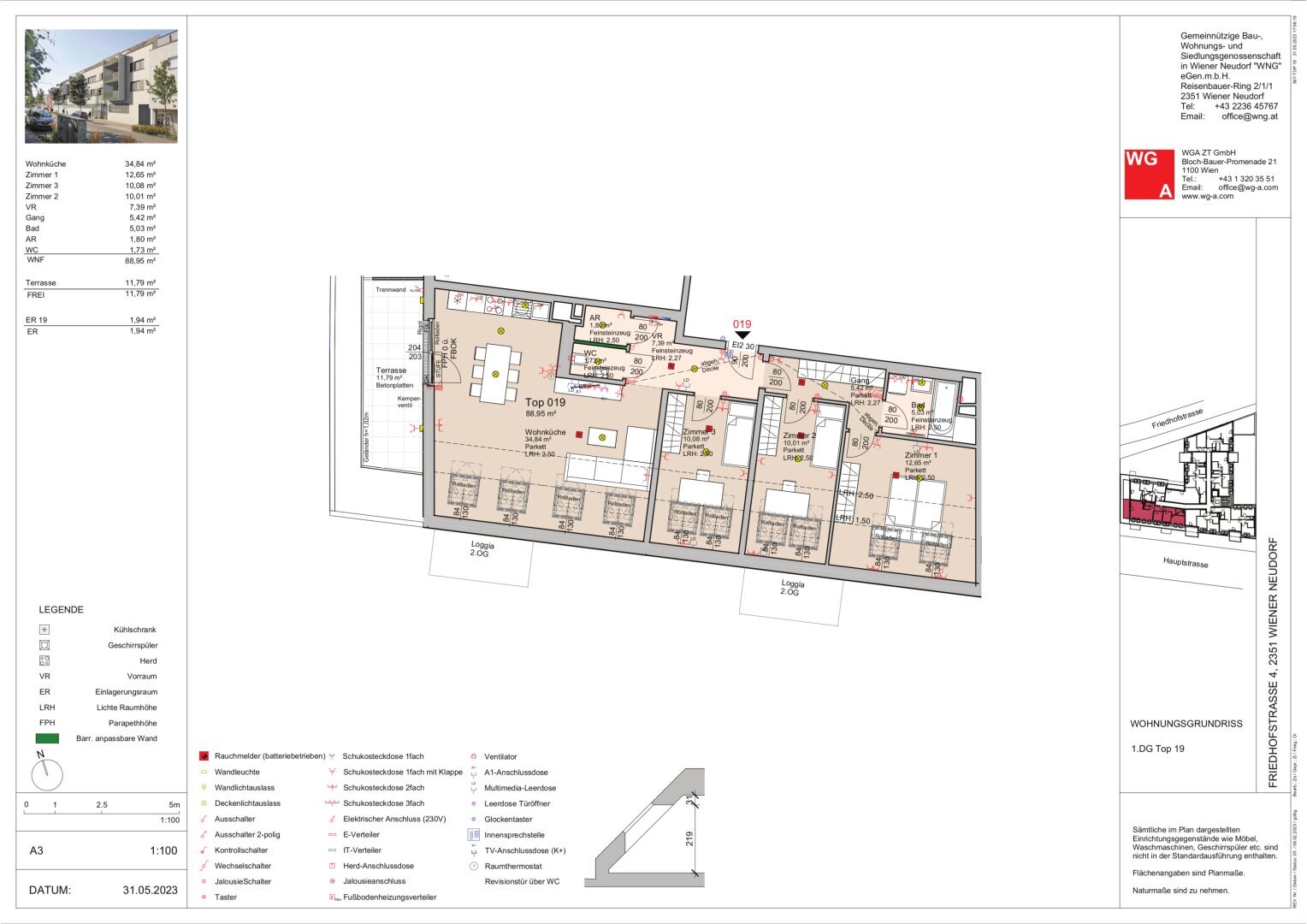 Wohnung zur Miete 2.102 € 4 Zimmer 89 m²<br/>Wohnfläche 3.<br/>Geschoss ab sofort<br/>Verfügbarkeit Wiener Neudorf 2351