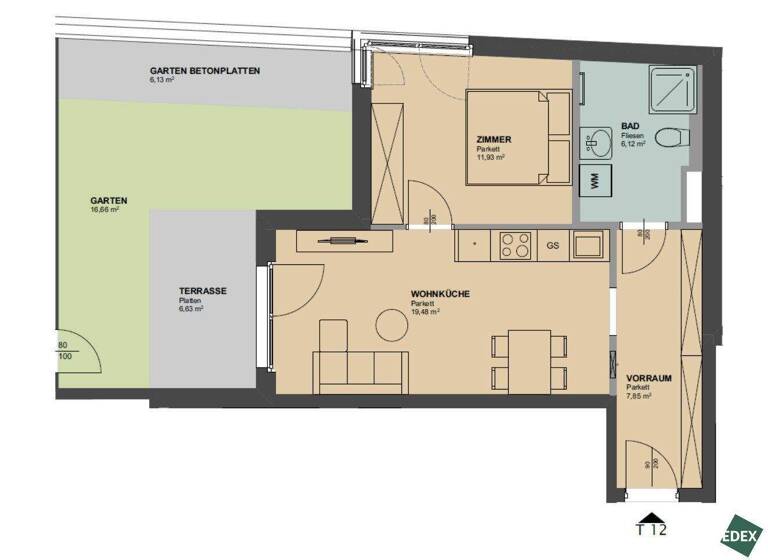 Wohnung zur Miete 852 € 2 Zimmer 45,4 m² 1. Geschoss frei ab 01.03.2026 Wien 1200