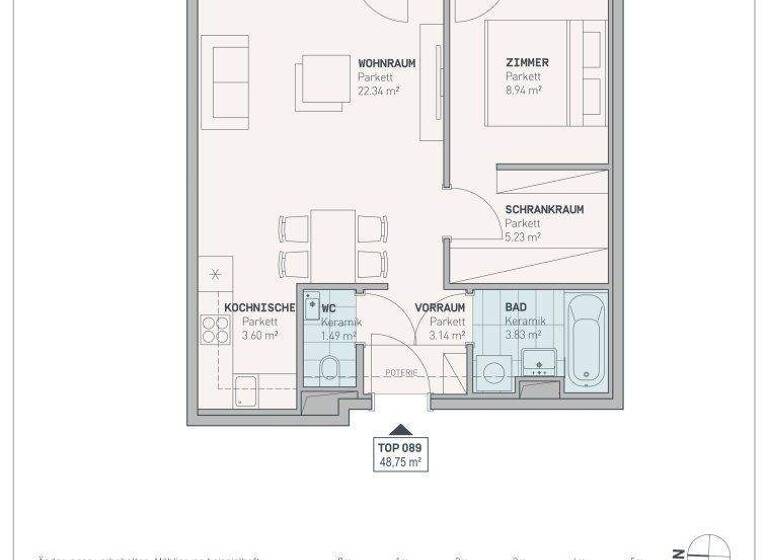 Wohnung zur Miete 962 € 2 Zimmer 48,6 m² Nußdorfer Straße 90 Wien,Alsergrund 1090