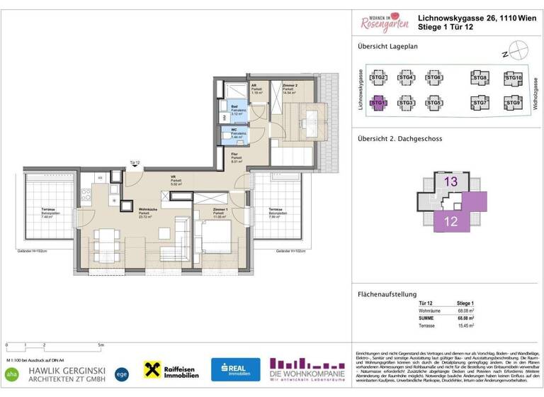Wohnung zum Kauf - Erstbezug provisionsfrei 359.445 € 3 Zimmer 68,1 m² Lichnowskygasse 26 Wien 1110
