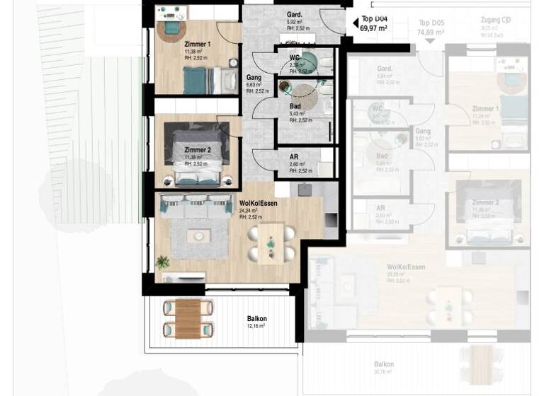 Penthouse zum Kauf - Erstbezug 482.000 € 3 Zimmer 70 m² 2. Geschoss Neudorf 52 Reith im Alpbachtal 6235