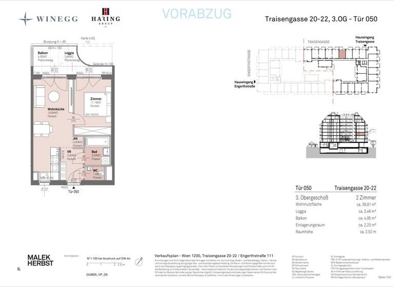 Wohnung zum Kauf - Erstbezug 250.600 € 2 Zimmer 39,8 m² 3. Geschoss Traisengasse 20-22 Wien 1200