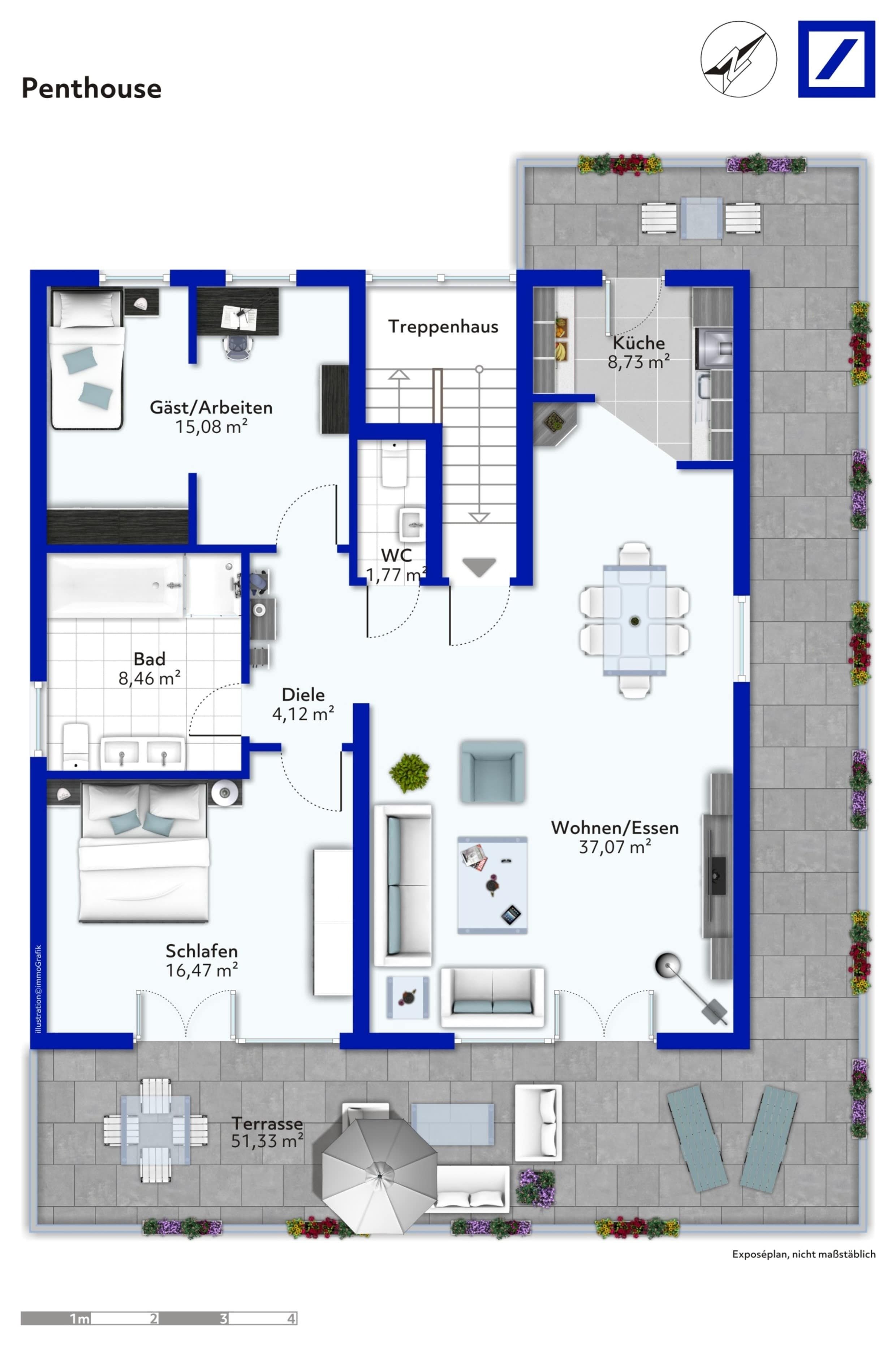 Penthouse zum Kauf 375.000 € 4 Zimmer 104,5 m²<br/>Wohnfläche Weilbach Flörsheim 65439