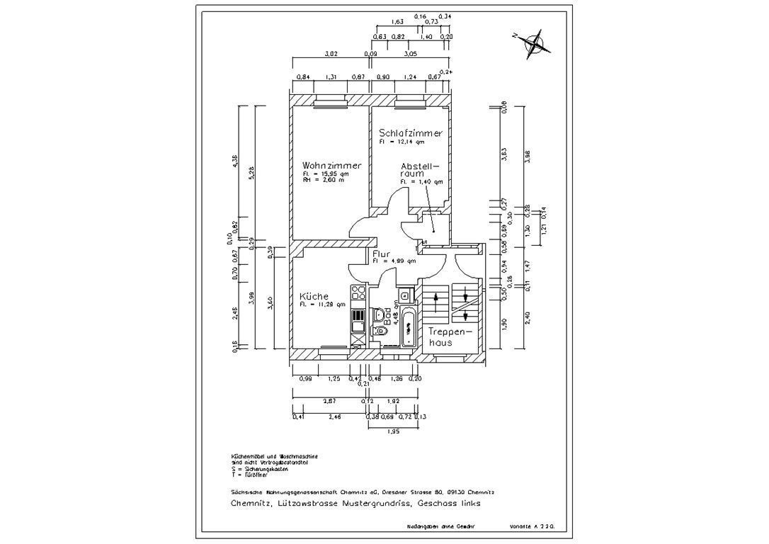 Wohnung zur Miete 299 € 2 Zimmer 50,9 m²<br/>Wohnfläche EG<br/>Geschoss ab sofort<br/>Verfügbarkeit Lützowstraße 66 Kappel 821 Chemnitz 09119