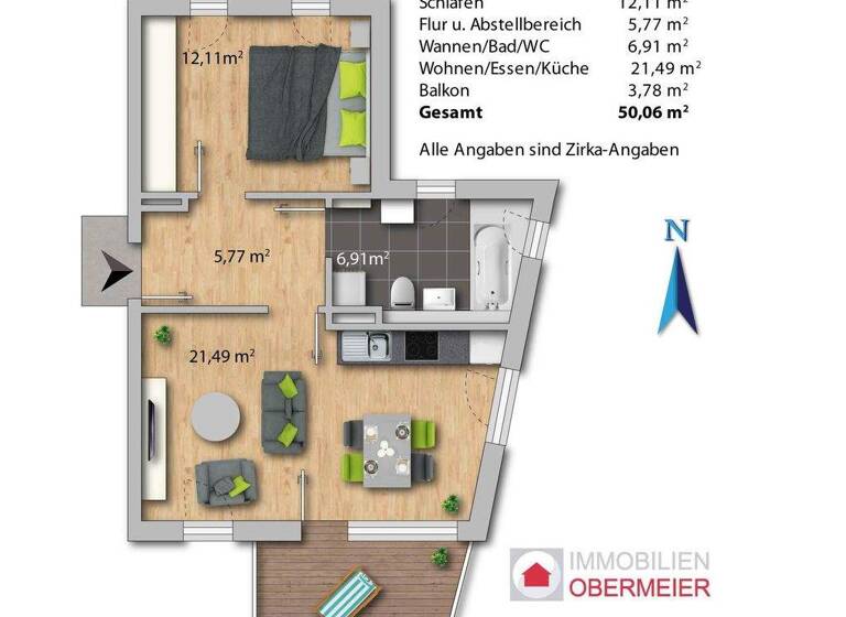 Wohnung zum Kauf 400.000 € 2 Zimmer 50 m² 1. Geschoss Unterhaching 82008