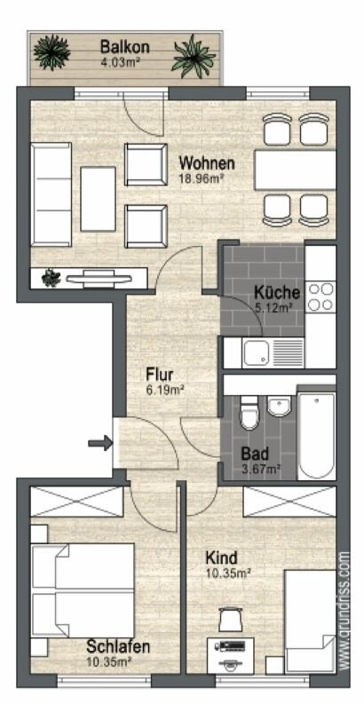 Wohnung zur Miete 413 € 3 Zimmer 59 m²<br/>Wohnfläche 5.<br/>Geschoss Meerane Meerane 08393