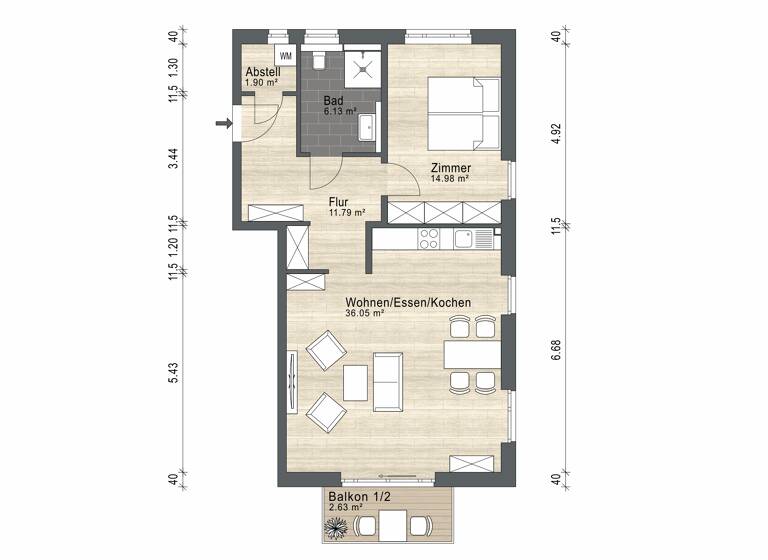 Wohnung zum Kauf - Erstbezug provisionsfrei als Kapitalanlage geeignet 379.000 € 2 Zimmer 73,5 m² Mönkhofer Weg 179 St. Jürgen Lübeck 23562