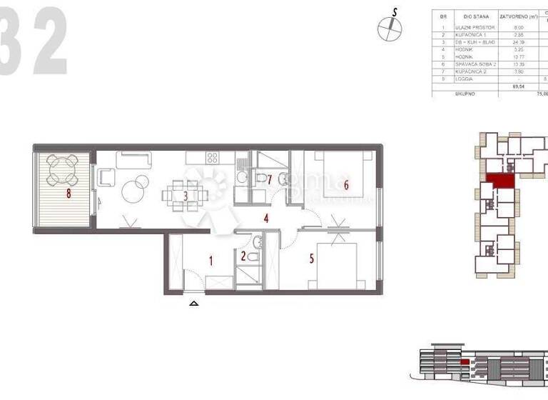 Wohnung zum Kauf 273.000 € 3 Zimmer 75 m² 2. Geschoss Trogir