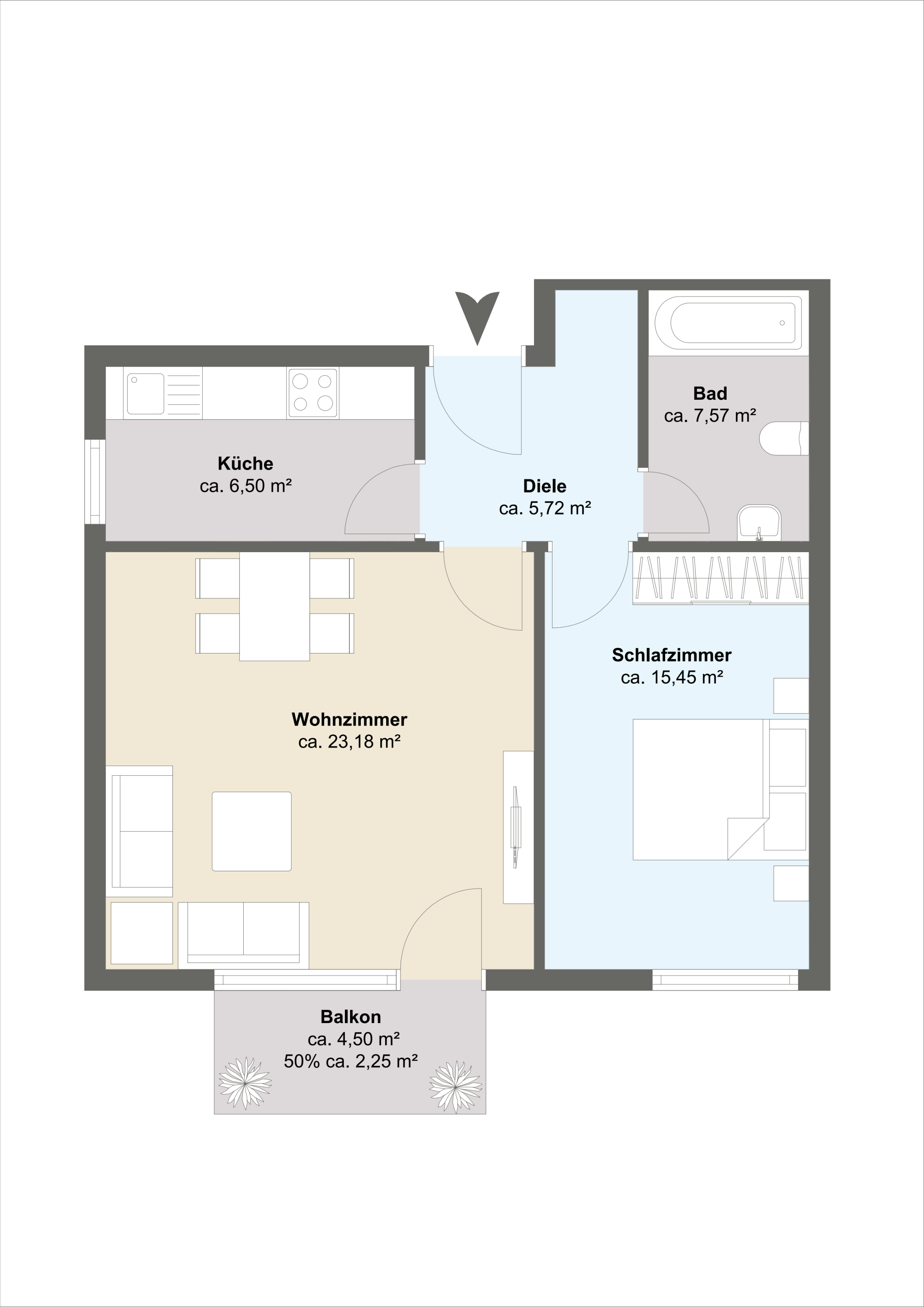 Wohnung zum Kauf 415.000 € 2 Zimmer 60,7 m²<br/>Wohnfläche 1.<br/>Geschoss Neupasing München 81245