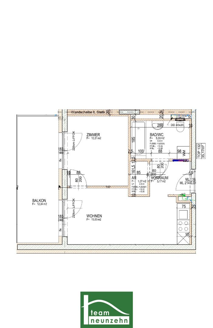 Wohnung zur Miete 454 € 2 Zimmer 35,2 m²<br/>Wohnfläche 5.<br/>Geschoss Brauquartier 15-17 Puntigam Graz 8055