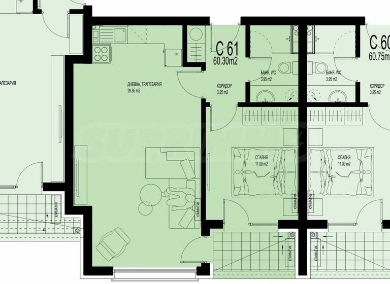 Wohnung zum Kauf 104.342 € 2 Zimmer 72,5 m² Plovdiv