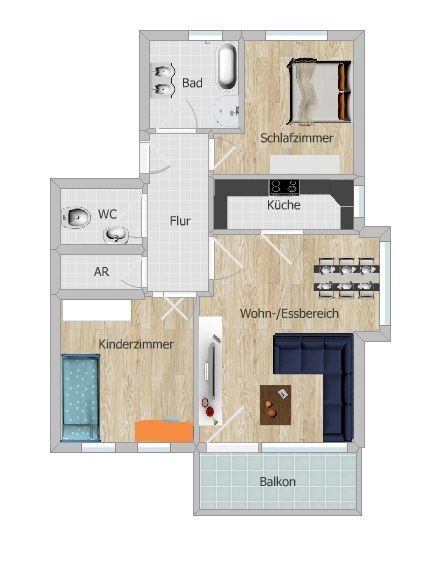 Wohnung zum Kauf 210.000 € 3 Zimmer 76 m²<br/>Wohnfläche 1.<br/>Geschoss Künzelsau Künzelsau 74653