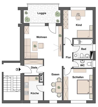 Wohnung zur Miete 720 € 3 Zimmer 90 m² 1. Geschoss frei ab sofort Neuwiesenstraße 16 Neuendettelsau Neuendettelsau 91564