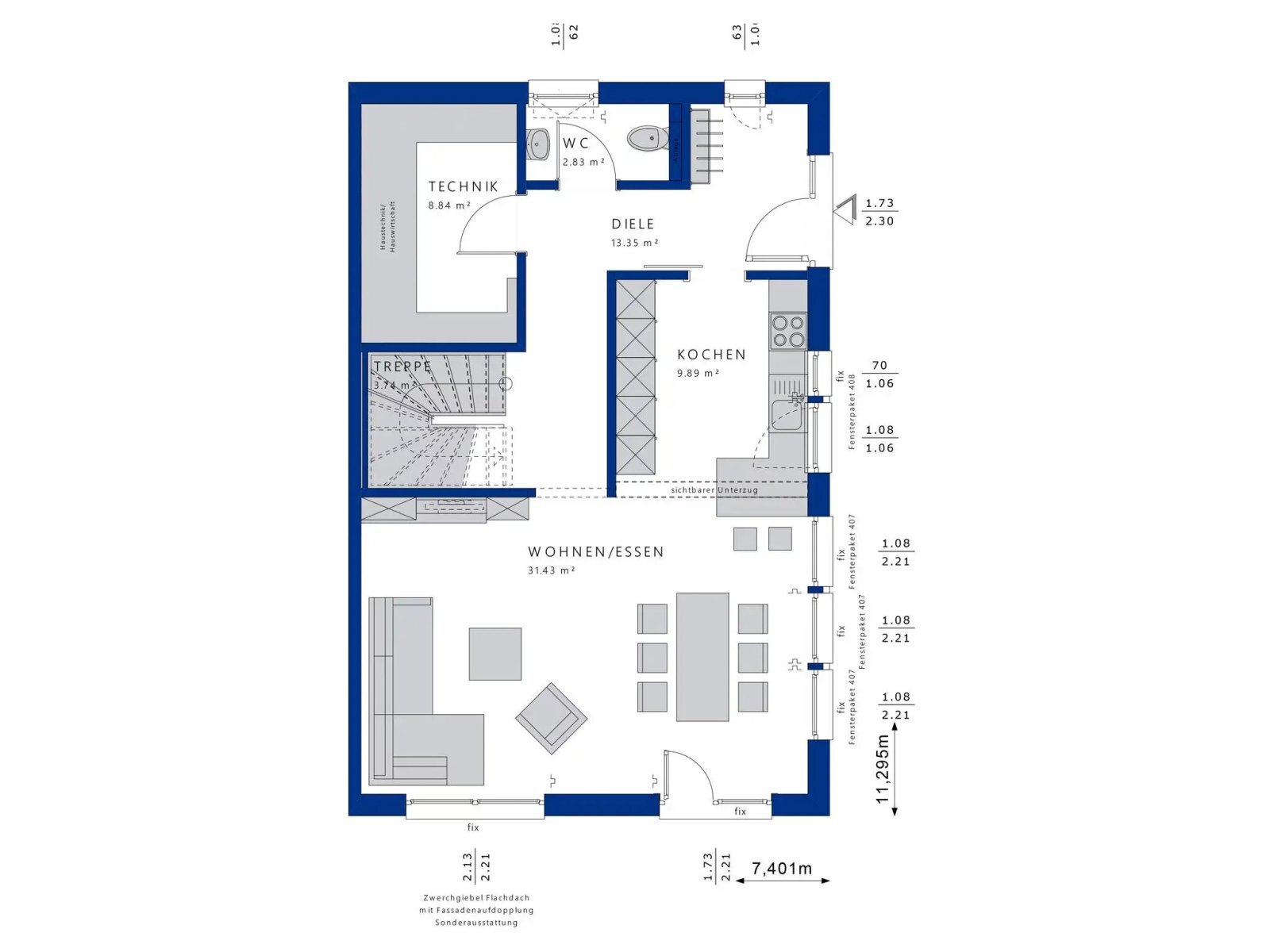 Doppelhaushälfte zum Kauf 341.607 € 5 Zimmer 139 m²<br/>Wohnfläche 229 m²<br/>Grundstück Bouwinghausenstraße 4/1 Altburg Calw-Altburg 75365