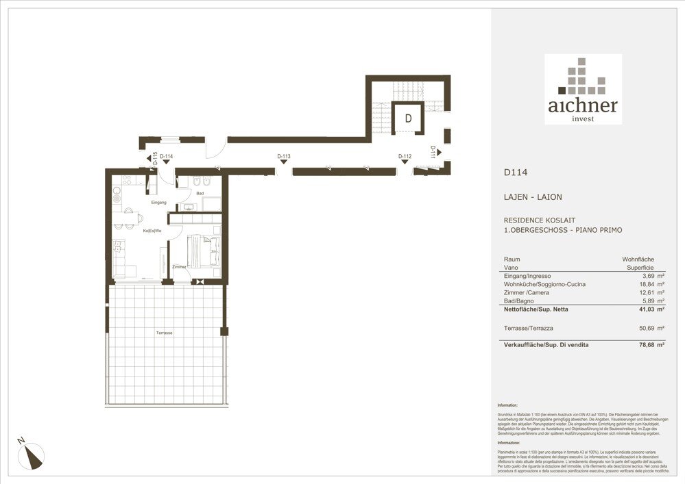 Wohnung zum Kauf 2 Zimmer 41 m²<br/>Wohnfläche Mitterweg Lajen 39040