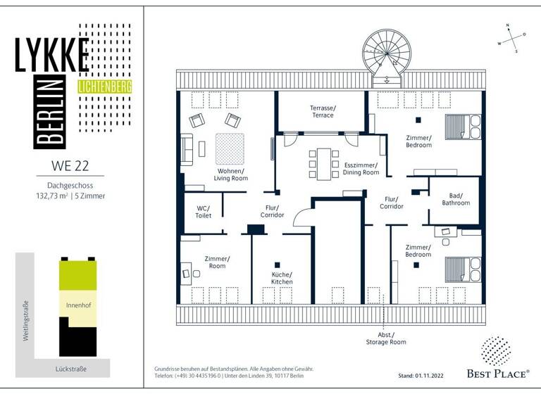 Wohnung zum Kauf provisionsfrei 630.000 € 5 Zimmer 132,7 m² 4. Geschoss Lückstraße 46 Lichtenberg Berlin 10317