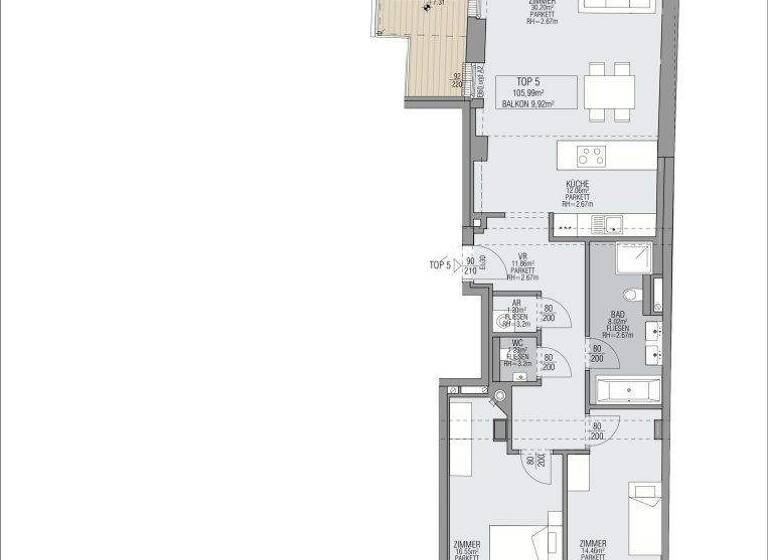 Terrassenwohnung zum Kauf - Erstbezug 926.000 € 4 Zimmer 2. Geschoss Kutschkergasse Wien 1180
