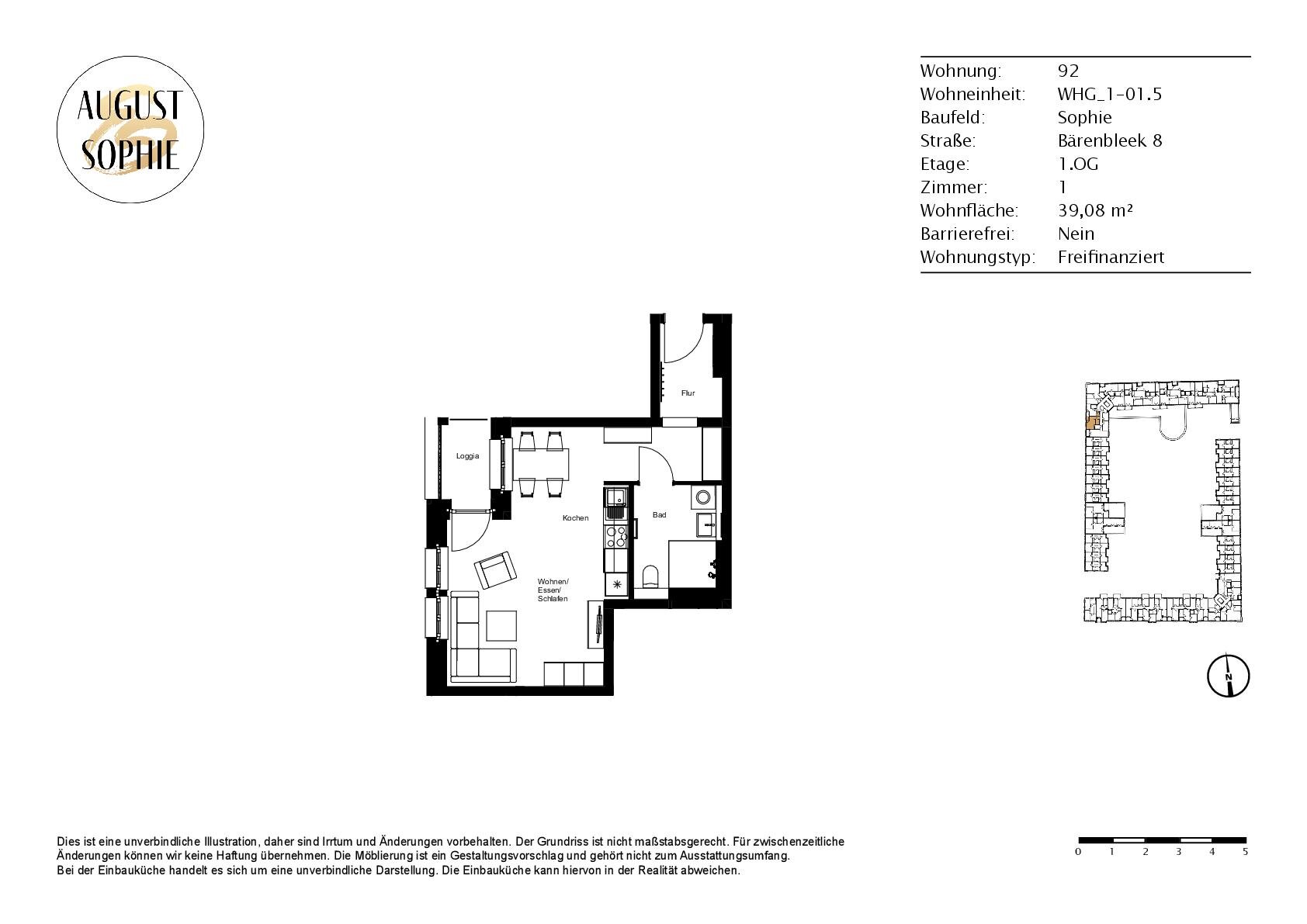 Wohnung zur Miete 705 € 1 Zimmer 39,1 m²<br/>Wohnfläche 1.<br/>Geschoss 01.03.2025<br/>Verfügbarkeit Bärenbleek 8 Bemerode Hannover 30539