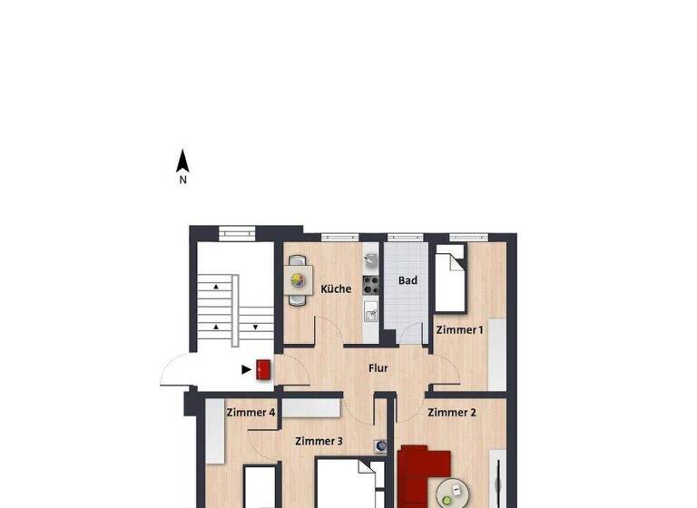 Wohnung zur Miete 499 € 4 Zimmer 65,7 m² 2. Geschoss frei ab 26.03.2026 Rothenfelder Str. 26 Innenstadt Wolfsburg 38440