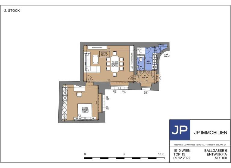 Wohnung zur Miete 1.682 € 2 Zimmer 60 m² 2. Geschoss Ballgasse 6 Wien 1010