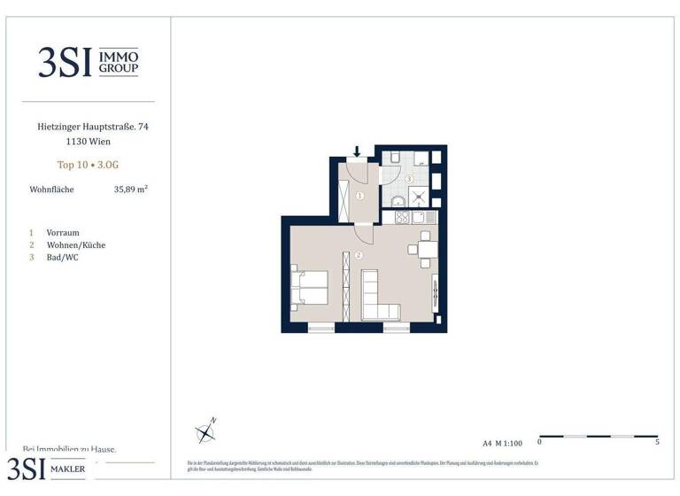 Studio zum Kauf 269.000 € 1 Zimmer 35,9 m² 3. Geschoss Hietzinger Hauptstraße 74 Wien,Hietzing 1130
