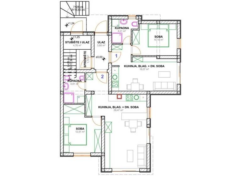Wohnung zum Kauf 430.000 € 3 Zimmer 68 m² 1. Geschoss Omisalj 51513