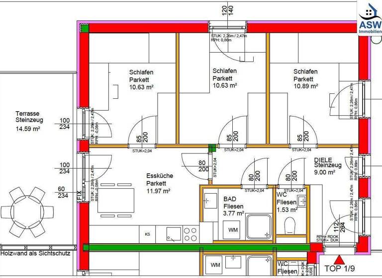 Wohnung zum Kauf 260.000 € 4 Zimmer 58,5 m² 2. Geschoss Hochsteingasse Geidorf Graz 8010