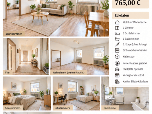 Wohnung zur Miete 600 € 3 Zimmer 79 m² Geschoss -1/4 frei ab sofort Stolberg Stolberg 52222