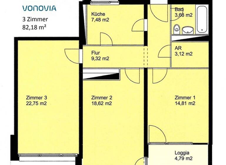 Wohnung zur Miete 736 € 3 Zimmer 82,2 m² 17. Geschoss frei ab 06.05.2026 Nobelring 44 Groß Buchholz Hannover 30627