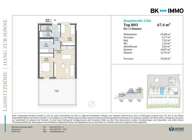Wohnung zum Kauf - Erstbezug 310.000 € 3 Zimmer 67,4 m² EG Hauptstraße Laßnitzhöhe 8301