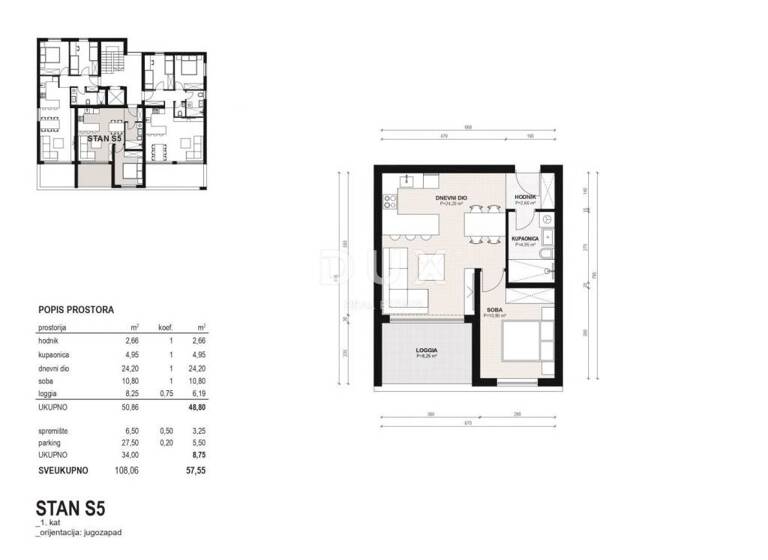 Wohnung zum Kauf 250.000 € 2 Zimmer 58 m² 1. Geschoss Diklo - Puntamika