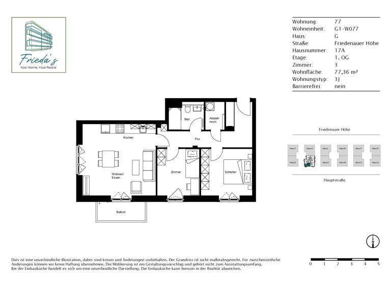 Wohnung zur Miete 1.960 € 3 Zimmer 77,4 m²<br/>Wohnfläche 1.<br/>Geschoss Friedenauer Höhe 17A Friedenau Berlin 12159