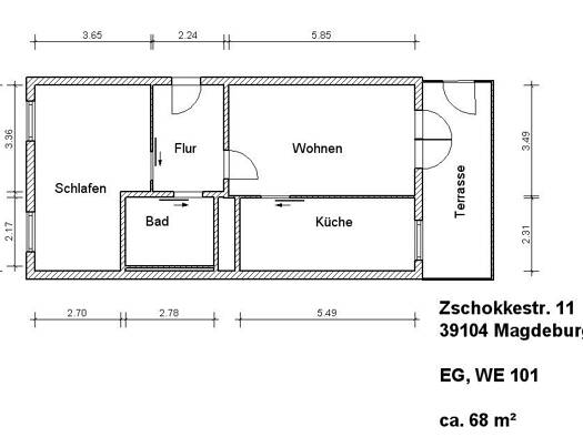 Wohnung zur Miete 478 € 2 Zimmer 68,3 m² EG frei ab sofort Altstadt Altstadt 39104