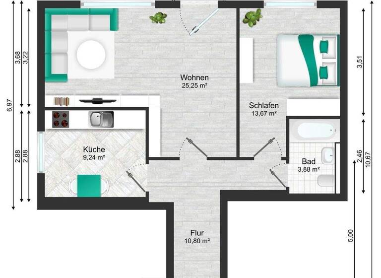 Wohnung zum Kauf 469.000 € 2 Zimmer 65 m² 3. Geschoss Eppendorf Hamburg 20251