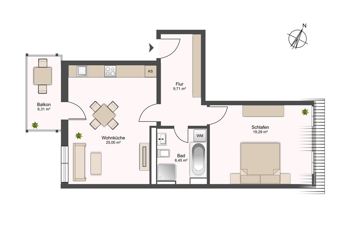 Wohnung zum Kauf 249.000 € 2 Zimmer 63,6 m²<br/>Wohnfläche 3.<br/>Geschoss Karl-Liebknecht-Straße 8 Pirna Pirna 01796