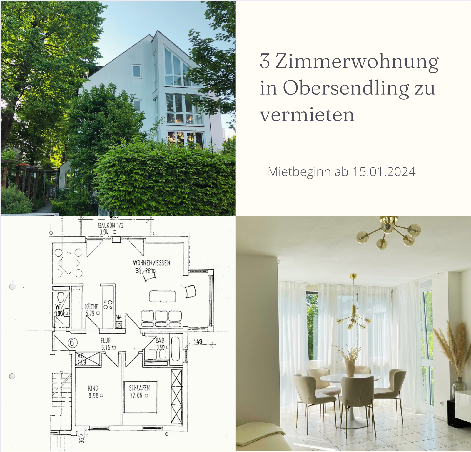 Wohnung zur Miete 2.100 € 3 Zimmer 72,6 m²<br/>Wohnfläche 2.<br/>Geschoss 15.01.2025<br/>Verfügbarkeit Kleinstr. 37 Thalkirchen München 81379