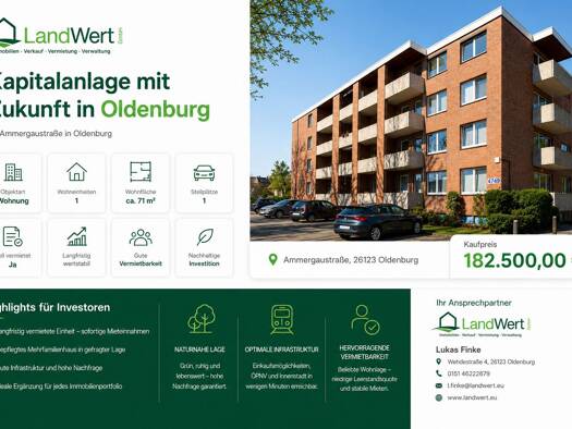 Wohnung zum Kauf 182.500 € 3 Zimmer 71,3 m² EG Donnerschwee Oldenburg 26123