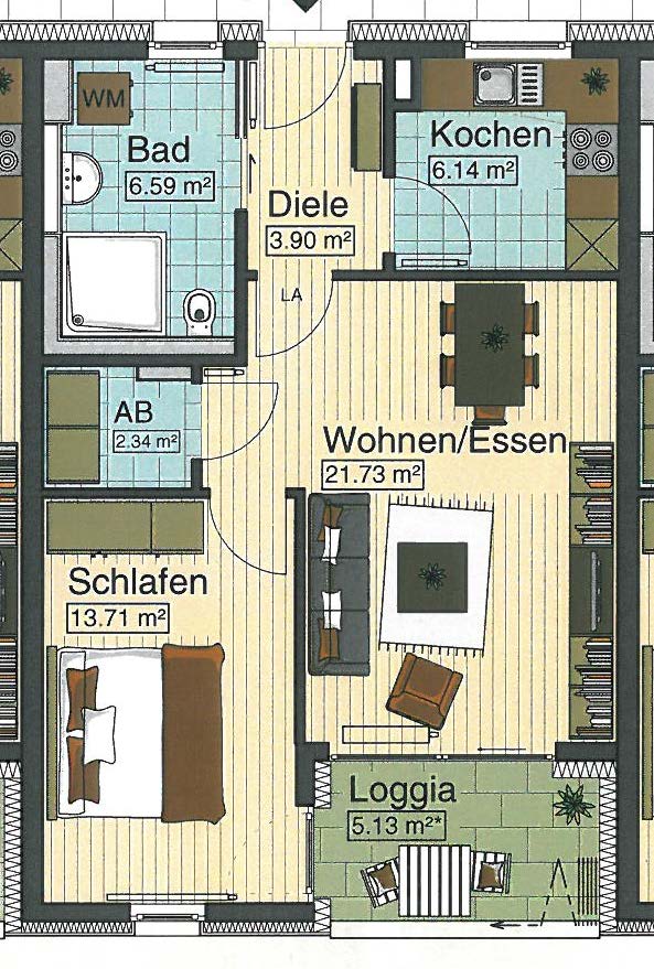 Wohnung zur Miete 750 € 2 Zimmer 60,1 m²<br/>Wohnfläche EG<br/>Geschoss 01.03.2025<br/>Verfügbarkeit Stadtmitte Neu-Ulm 89231