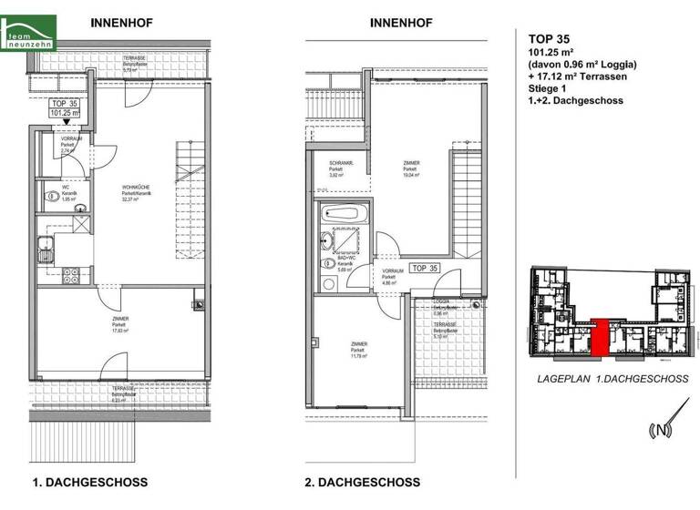 Wohnung zur Miete 1.435 € 4 Zimmer 100,3 m² Innstraße 23 Wien 1200