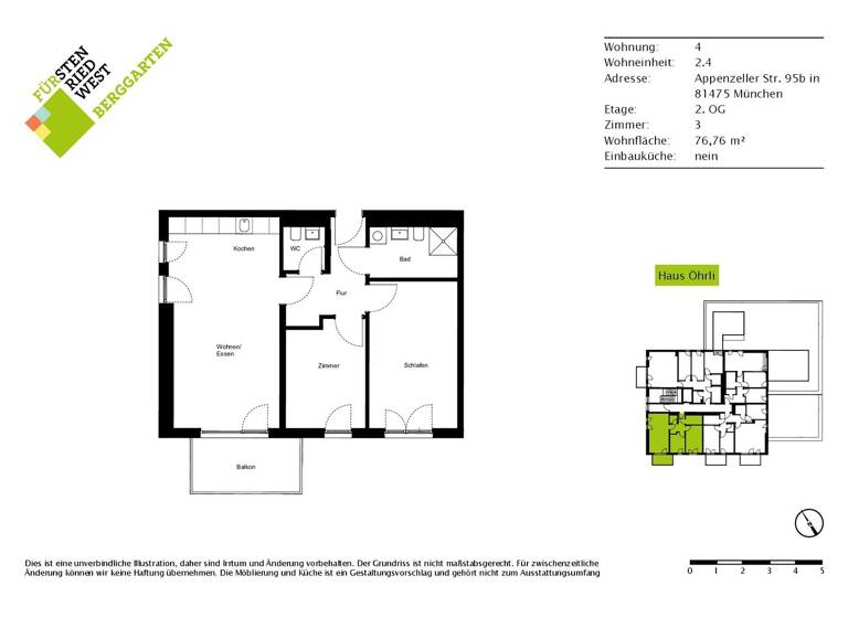 Studio zur Miete - Erstbezug 1.925 € 3 Zimmer 76,8 m² 2. Geschoss Appenzeller Straße 95b Thalk.Obersendl.-Forsten-Fürstenr.-Solln München 81475