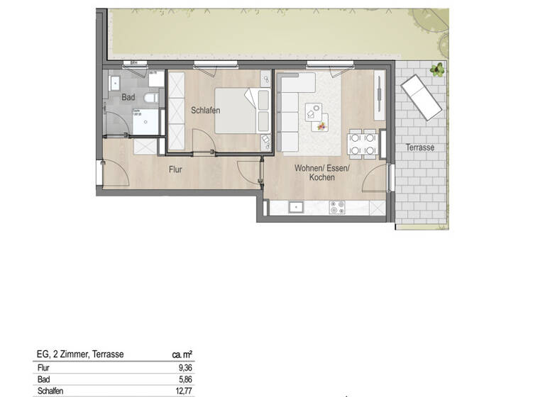 Wohnung zum Kauf - Erstbezug 394.900 € 2 Zimmer 63,3 m² EG Leitershofen Stadtbergen / Leitershofen 86391