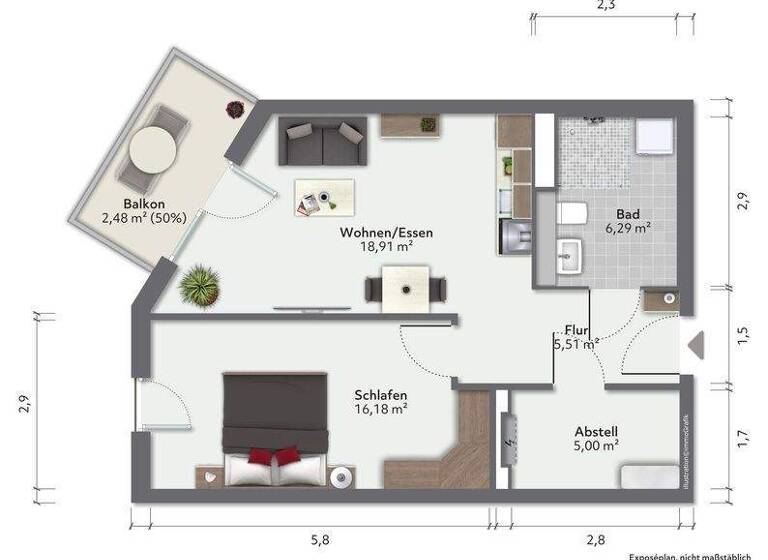 Wohnung zur Miete 816 € 2 Zimmer 54,9 m² 1. Geschoss frei ab 01.03.2026 Annenstraße 9 Nördliche Mühlenvorstadt Greifswald 17489