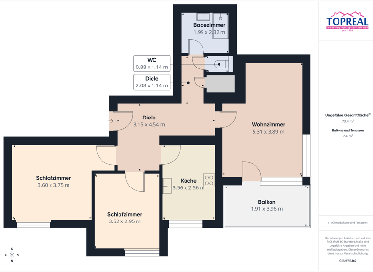 Wohnung zum Kauf 249.000 € 3 Zimmer 75 m² Enns 4470